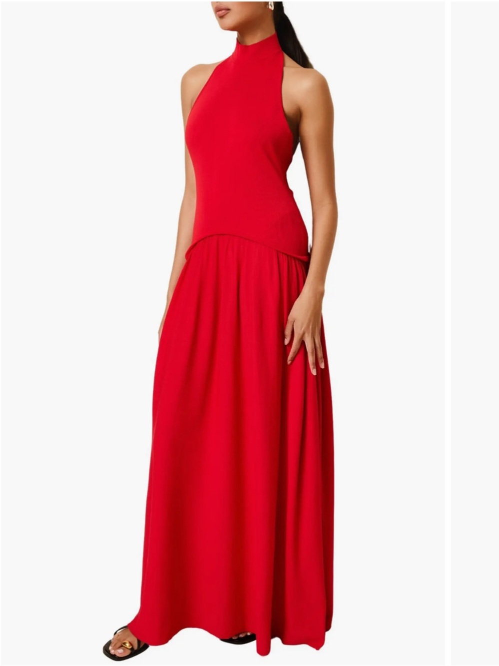 SOLID & STRIPED The Soglio Halter Maxi Dress in Apple Red